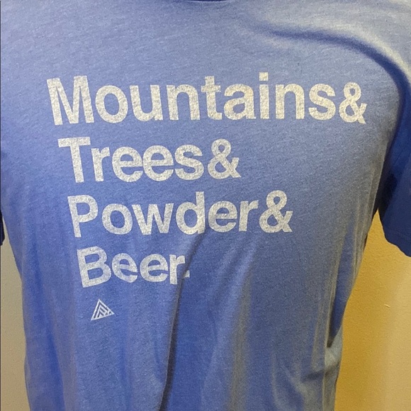 Blue Short Sleeve Tee with Mountain Lifestyle Graphic - Picture 3 of 7